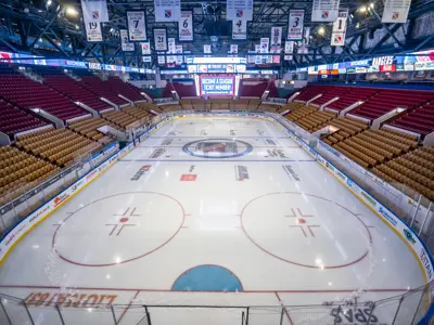 aerial shot of ice rink